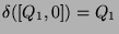 $ \delta([Q_1, 0]) = Q_1$