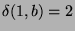 $ \delta(1,b)=2$