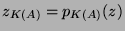 $ z_{K(A)} = p_{K(A)}(z)$