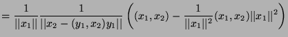 $\displaystyle =\frac{1}{\vert\vert x_1\vert\vert}\frac{1}{\vert\vert x_2-(y_1,x...
...-\frac{1}{\vert\vert x_1\vert\vert^2}(x_1,x_2)\vert\vert x_1\vert\vert^2\right)$