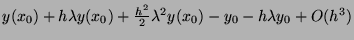 $ y(x_0) + h \lambda y(x_0) + \frac{h^2}{2} \lambda^2 y(x_0) - y_0 - h \lambda y_0 + O(h^3)$