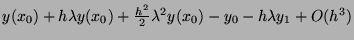 $ y(x_0) + h \lambda y(x_0) + \frac{h^2}{2} \lambda^2 y(x_0) - y_0 - h \lambda y_1 + O(h^3)$