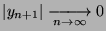 $ \vert y_{n+1} \vert \xrightarrow[n\rightarrow \infty]{} 0 $