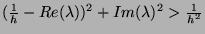 $ (\frac{1}{h} - Re(\lambda))^2 + Im(\lambda)^2 > \frac{1}{h^2}$