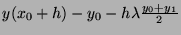 $ y(x_0 + h) - y_0 - h \lambda \frac{y_0 + y_1}{2}$