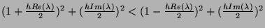 $ (1+\frac{hRe(\lambda)}{2})^2 + (\frac{hIm(\lambda)}{2})^2 < (1-\frac{hRe(\lambda)}{2})^2 + (\frac{hIm(\lambda)}{2})^2$